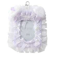Rosyposy K-POP Fluffy Lace Photocard Holder 3.5" With Keychain - Cute Double-Sided Idol Card Protector Sleeve For Backpack, Purse, School Supplies,Back To School