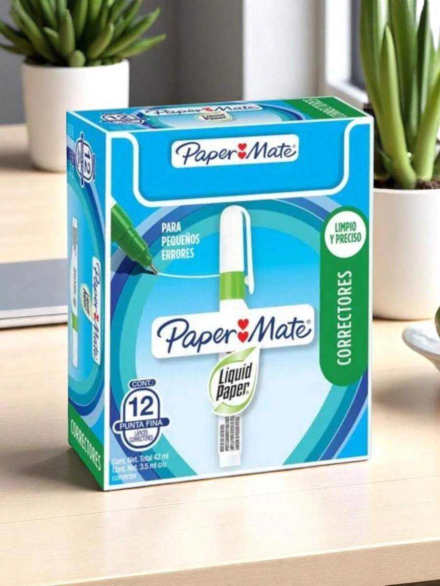 12 Pack Original Liquid Paper Correction Pens, High Coverage Paper Mate Writing Correction Pens. - White - View 1