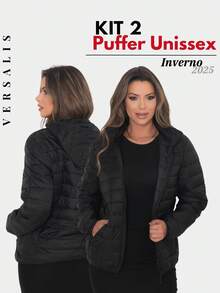 Bobojaco Nylon Puffer Jacket Women's Winter Basic Black Waterproof Coat - National Shipping - KIT 2 BLACK - View 1