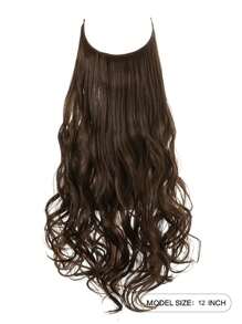 隐形钢丝接发，脏金色发根，自然波浪卷发片，女士合成接发，12/14/16/18/20/22/24英寸，深棕色/金色，无需夹子