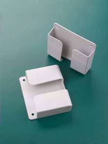 1pc Wall Mount Phone Holder, Sticky PC Material, Remote Control Storage Rack, Suitable For Bathroom, Kitchen, Hotel Bedside - Smartphone Charging Station Compatible With IPhone, Android Phone, Gift For Birthday, Family, Friends Phone Stand, Phone Accessories - White - View 12