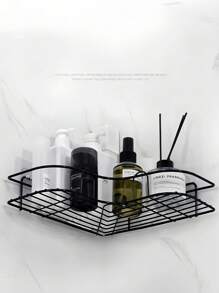 Corner Shower Caddy Bathroom Organizer Shower Shelf With Hooks, Adhesive Shower Shelves, Wall Mounted Shampoo Holder, 1 Pack Shower Racks For Inside Shower, Black