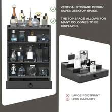 Cologne Organizer For Men 4Storey Vertical Wood Perfume Stand Large Cologne Display Shelf With Felt Lining Drawer And 2 Hidden Compartments A Great Gift For Men - as pic - View 6