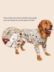 1PC Dog Pajama All Over Printing For Large Dogs Soft Material Stretchable Dog Pajamas Dog Apparel