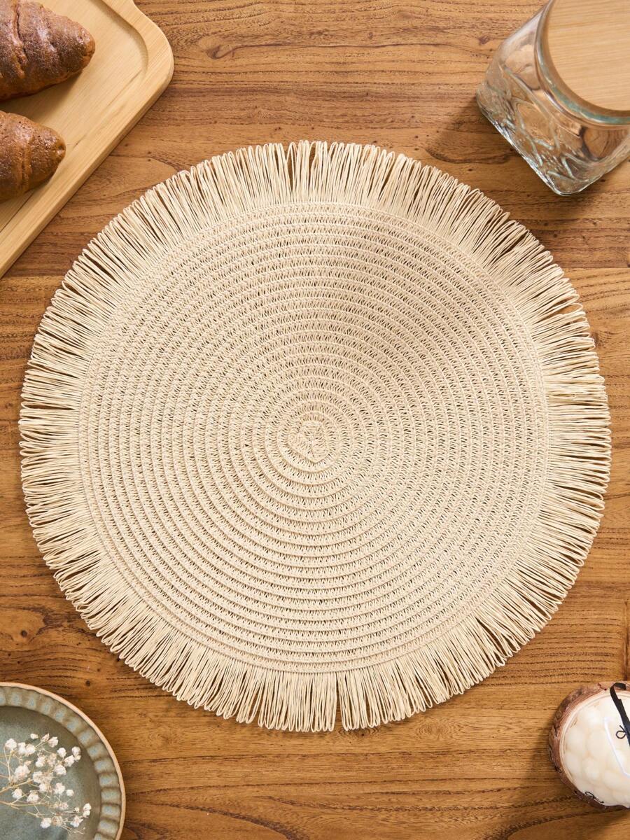1/4/6/12pcs Bohemian Style Round Paper Placemats, Non-Slip Table Mats For Home Kitchen Dining, Suitable For Holiday Gatherings, Birthdays, Weddings, Parties, Coffee Tables (Note: The Mats Are Paper And Cannot Be Washed),Fall Decor,Autumn Decor,Room Decor - Beige - View 1