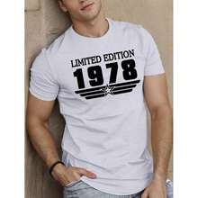 Camiseta de Manga Corta para Hombre Edición Limitada 1978 - Camiseta Negra Casual de Verano con Gráfico de Estrellas, Mezcla de Poliéster, Cuello Redondo, Lavable a Máquina, Camisetas Vintage - Blanco - Ver 1