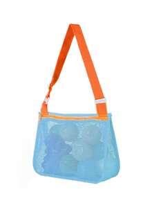 Beach Toys Mesh Beach Bag Shell Collection Bag With Zipper And Adjustable Shoulder Strap Crossbody Bag Cute Handbag Perfect For Collecting Shells Beach Toys And Swimming Accessories Toy Sorting Storage Bag Travel Accessories Essential Gifts For Boys, Summer - Multicolor - View 15