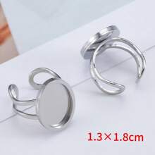 4 anéis ajustáveis de aço inoxidável, diâmetro interno de 10-25 mm, cor dourada, base com pedras preciosas, bandejas redondas, quadradas e retangulares, adequados para joias DIY