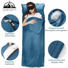 Sleeping Bag LinerTravel Sheets Adult Sleep Sack Self Tan Sleep Sack For Backpacking Hotel Hostels Lightweight Single Camping Sleep Pod - LightBlue - View 2