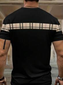 Men's Striped Print Crew Neck Short Sleeve T-Shirt & Shorts Set