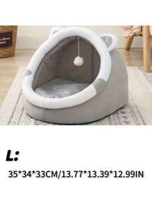 Cama-cueva ultraconfortable con diseño de gato de dibujos animados - Refugio aislado para gatitos que brinda calidez y confort - Adorable casa interior para mascotas