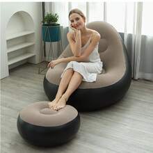 Inflatable Slouchy Sofa Chair, PVC Flocked Foldable Sofa With Detachable Cover, Leisure Lunch Chair Set - Multicolor - View 11