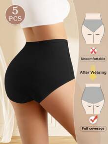 5 条装女式高腰三角裤，塑形，收腹，亲肤，舒适