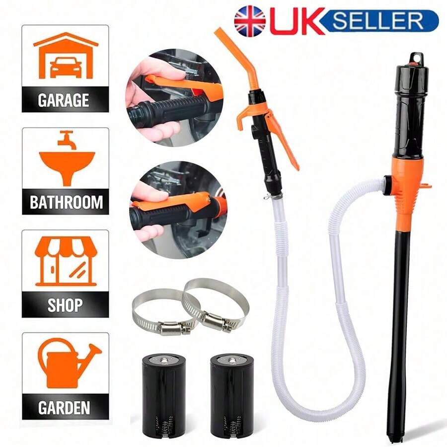 Battery Operated Electric Siphon Fuel Oil Water Petrol Liquid Transfer Pump Pipe