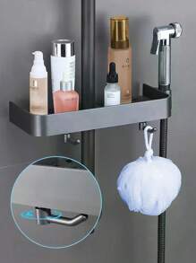 Shower Rack Storage Rack Household Bathroom Lifting Bracket Non-Punching Toilet Shower Rod Tray Storage Bathroom Accessories
