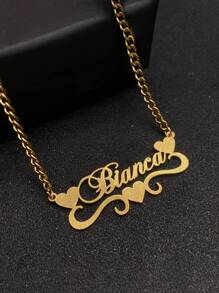 1 szt. Spersonalizowany damski naszyjnik z tekstem, matowe wykończenie, stal nierdzewna, łańcuszek NK, styl retro streetwear, wisiorek z angielskim imieniem, prezent na Dzień Matki, prezent urodzinowy, nadaje się do noszenia na co dzień