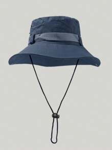 1pc Men/Women Quick Drying Solid Color Fishing Hat, Wide Brim Casual Outdoor Sun Hat, Polyester Material