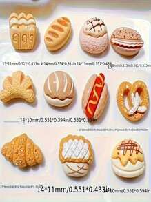 30/50 Peças Acessórios de Unhas da Série Pão para Brincar com Comida, Encantos de Unhas Fofos de Arte de Unhas Resina Doce Design de Donuts, Decoração de Unhas DIY Suprimentos de Artesanato de Arte de Unhas Fofas