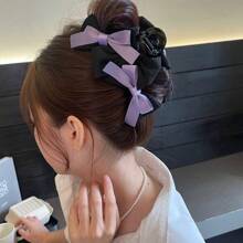 1 Stück Damen Einfarbige Doppelseitige Haarklammer mit Schleife, elegantes vintage Haaraccessoire geeignet für den täglichen Gebrauch Haarzubehör Elegante Haarklammer Damen Haarklammern