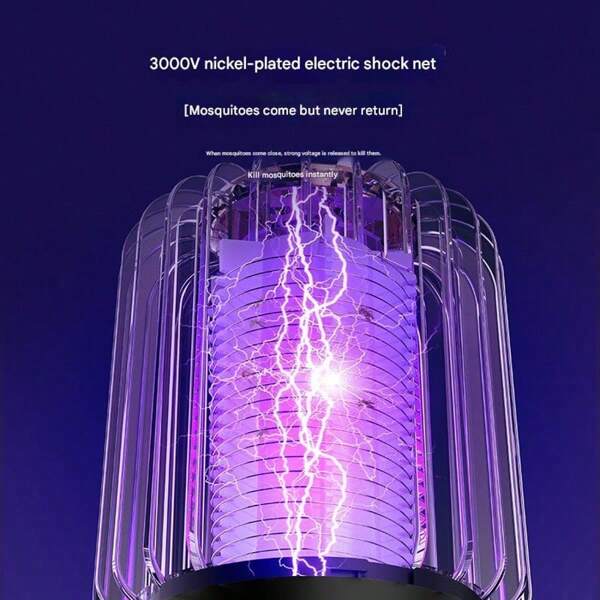 Lâmpada mata-mosquitos, mata-insetos elétrico 3 em 1, mata-moscas recarregável de 3000 V, mata-insetos portátil com luz noturna para insetos voadores em acampamentos