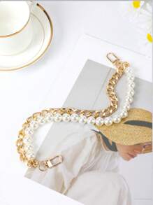 Random Vintage & New Style Gold Color Pearl Decor Bag Charm, Fashion Minimalist Elegant