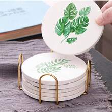 Coaster Holder, 1pc 2.17"-Iron MetalCoaster Storage Rack For Both Round AndSquare, Holds 4-6 Coasters (Gold)