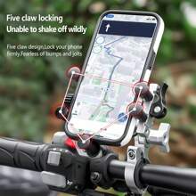 1pc Outdoor Riding Navigation Bracket, Aluminum Alloy Motorcycle/Bike/Scooter Phone Holder, Silicone Shock Absorber Anti-Shake, Food Delivery E-Bike Bracket, Vehicle Delivery Rider Dedicated Mounting Holder, Multi-Functional Universal Phone Stand