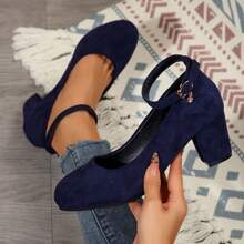 Chaussures à talons épais pour femmes grande taille, élégantes sandales à boucle mode talons hauts pour robes
