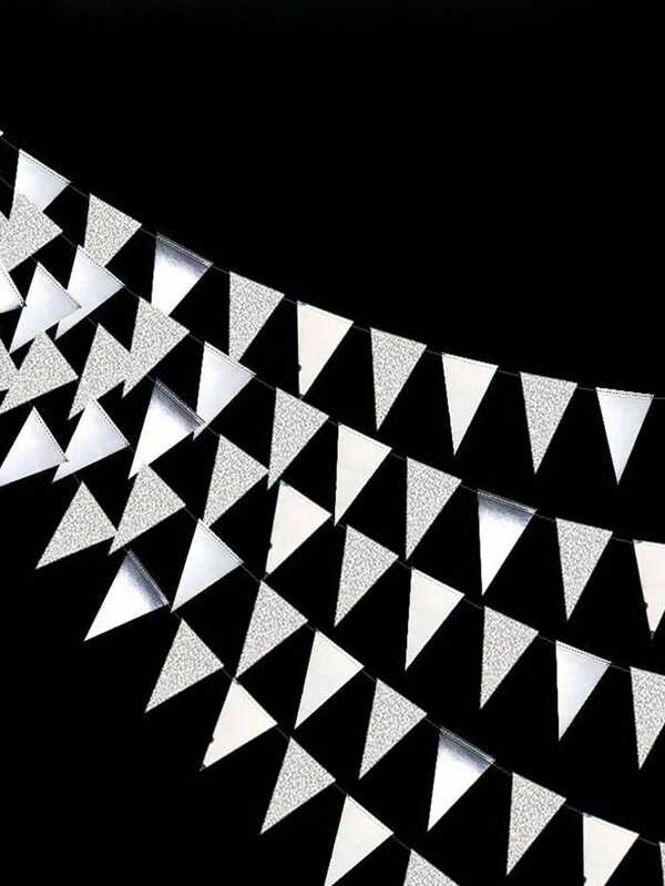 1 Stück - 4 Meter pulverbeschichtetes silbernes Dreieck Banner für Geburtstags-Party, Party Banner, Party Dekoration, Festival Dekoration, Banner für Geburtstags-Party, Valentinstag Feier Party Atmosphäre Tool