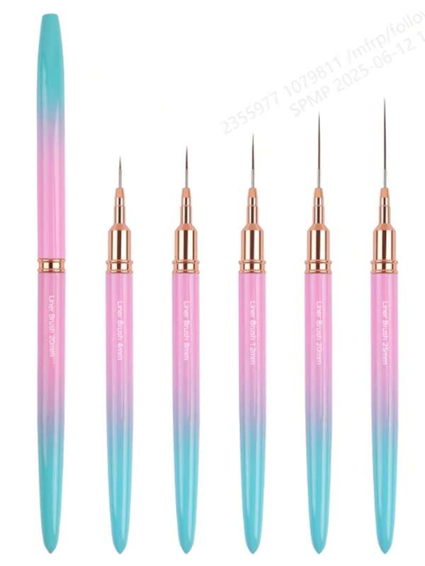 Conjunto de Canetas para Desenho de Unhas, 5 Peças de Canetas/Pincéis de Metal para Arte de Unhas, Pincel para Design de Unhas, Ferramenta de Pintura e Desenho para Unhas, para Uso Doméstico e Salão de Beleza Profissional