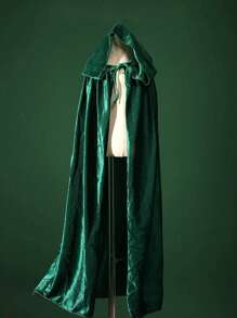 1 pieza Capa con capucha unisex de tela de terciopelo para actuaciones y fiestas, ideal para varios festivales, disfraces de Halloween, diablo, vampiro, disfraz, accesorios para disfraces de festivales