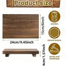 1pc Simple Wooden Stool Footstool, 23*15*3.8cm(9*6*1.5inch) Wooden Soap Dish Holder With Tray And Base, Rustic Style Multipurpose Home Decor For Sink, Countertop, Bathroom, Living Room, Kitchen, Soap Dish, Plant Stand - 長方形款 - 查看 6