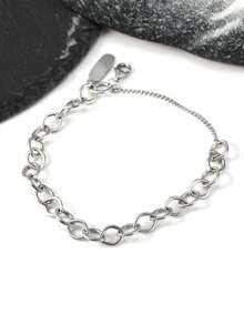 1pc Simple Unique Elegant 925 Sterling Silver Bracelet Embellished Link Charm Bracelet DIY Pendant Women Fine Jewelry Gift