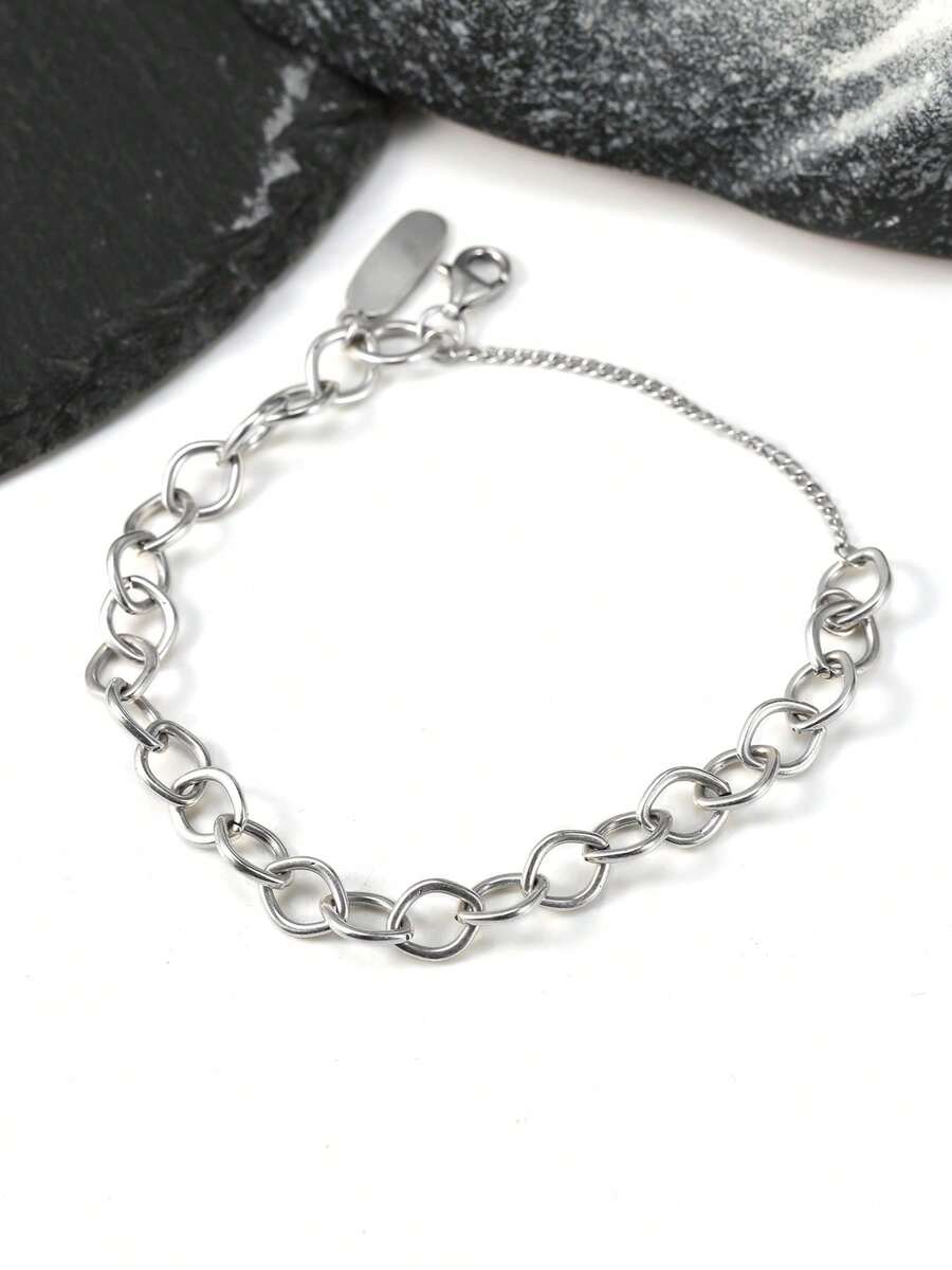 1pc Simple Unique Elegant 925 Sterling Silver Bracelet Embellished Link Charm Bracelet DIY Pendant Women Fine Jewelry Gift