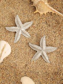 1 对锌合金首饰夏季风格大胆轻质海星个性金色不防水耳环 - 夏季海洋風 - 查看 5