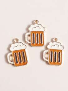 paquete de 10 llaveros con colgante de esmalte con forma de cerveza, accesorios DIY