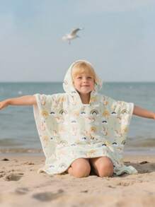 1 PIEZA Toalla de playa suave y adorable para niños y niñas - Adecuada para bebés y niños menores de 1,4 metros, toalla de baño con capucha para niños de 24x41 pulgadas de largo, toalla de piscina para niños pequeños con capucha