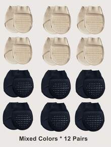 1/6/12 pares de calcetines antideslizantes para mujer, calcetines invisibles sin mostrar el tobillo, calcetines ocultos de corte bajo sin mostrar, adecuados para zapatos de tacón alto o uso diario - Multicolor - Ver 24