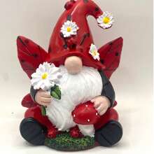1 pièce Statue de gnome coccinelle en résine - Style élégant, décoration thématique de collection, convient à divers types de pièces, décoration de jardin et pelouse, pour Noël, Halloween, Thanksgiving, été, automne - Usage intérieur/extérieur