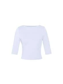 ii Women Plain Crew Neck Short Sleeve Crop Top, Casual Daily Wear