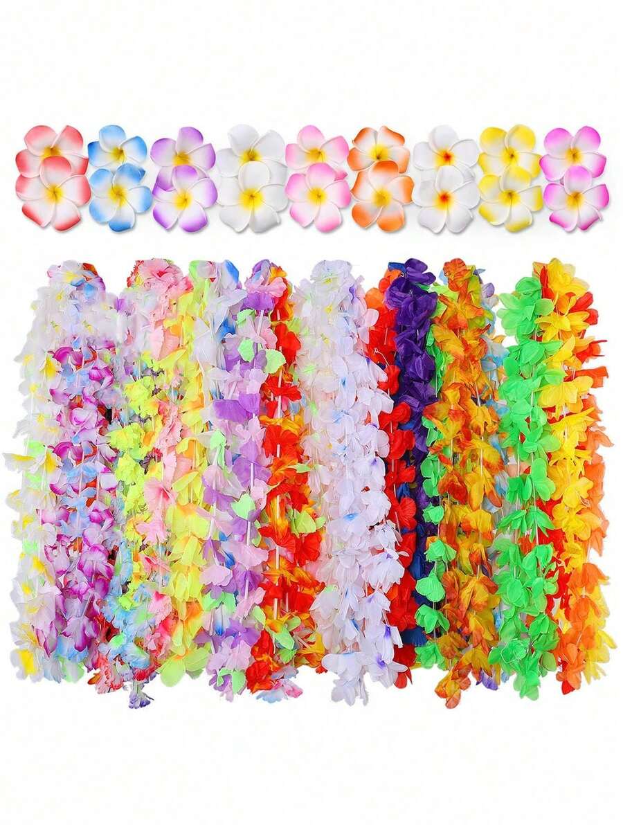 Bộ 14/28 vòng cổ vòng hoa Hawaii và kẹp tóc hoa Hawaii, đồ trang trí tiệc nhiệt đới Hawaii, kẹp tóc hoa sứ, băng đô tiệc chủ đề hoa Hawaii nhiệt đới, đồ trang trí tiệc cưới bãi biển, đồ dùng tiệc, vòng hoa, băng đô, đồ trang trí tiệc cưới bãi biển, đồ trang trí tiệc sinh nhật (màu ngẫu nhiên) - Nhiều màu - Xem 1