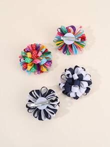 4件套返校季彩色布艺发夹，绣球花发卡，时尚发饰，适合女孩、青少年、学生派对礼物 - 彩色 - 查看 9