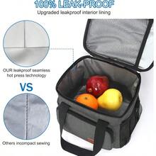 Local Shipping-Femuar Reusable Lunch Box For Men/Women - Insulated Lunch Bag Leakproof Lunchbox For Work Office Picnic Beach - Freezable Lunch Cooler Bag With Adjustable Shoulder Strap - Black - 1-灰色 - 查看 5