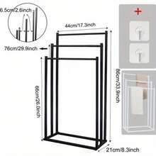Black White 3 Tier Free Standing Towel Rail Stand Unit Rack Storage Bathroom - Black - View 2