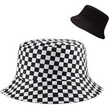 Reversible Bucket Hat For Women, Cute Beach Fisherman Style - Checkered Flag - View 1
