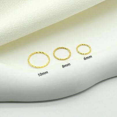 1 件简约 925 纯银防过敏鼻环，圆形内径 6 毫米、8 毫米、10 毫米鼻环耳环，女士珠宝