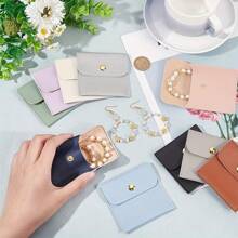 Set de 10 bolsitas de joyería de piel sintética PU de 3.15"X3.15" con cierre a presión, bolsas de regalo para mujeres y niñas, empaque para collares, ideal para viajes