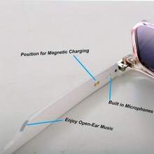 Smart Audio Glasses -  Magnetic Charging, Voice Assistant, 5.4 Wireless Audio Mic, Remote Control Photography, Open Headphone Design, Suitable For Women, Great For Gaming And Working, Gaming Accessories | Modern Eyewear | Wireless Audio Glasses - 白色框+變色鏡片 - 查看 10