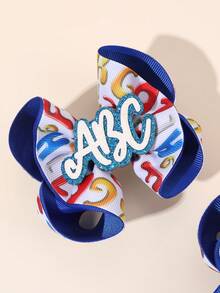 2PCS Back To School Hair Bows Clip For Girls, Simple Letters Hair Clip Suitable As A Gift For Teens And Teachers Party For School - Multicolor - View 3