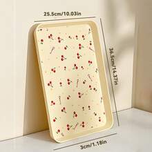 1/2/4Pcs Multifunctional Cherry Pattern Rectangular Plastic Serving Tray, Stackable Serving Plate For Food Snack Dessert Fruit, Food Plate Food Tray Tea Plate, Suitable For Student Adult Use In Home, Kitchen, Party, Rrestaurant - Multicolor - View 20